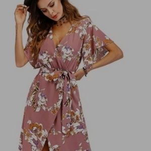 *SOLD ON 6/8*  Blush floral wrap dress